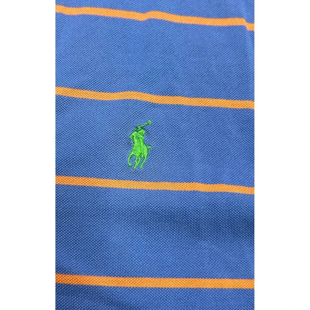 Polo Golf Ralph Laurel‎ Striped Pima Cotton Polo Shirt XXL Blue Orange Striped